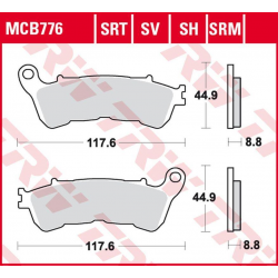 TRW LUCAS ZF KLOCKI HAMULCOWE KH388 SINTER ROAD/TRACK HONDA CBF 500 '04-'08, CB 600 HORNET '07-'15, CBF 600 '04-'13, VT 750 SHAD