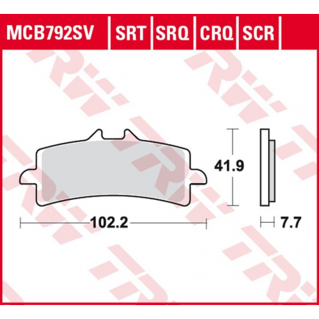 TRW LUCAS ZF KLOCKI HAMULCOWE KH447 SINTER ROAD/TRACK DUCATI V4 1000 PANIGALE '19-, MONSTER 1200 '16-, MULTISTRADA 1260 '18-, KT