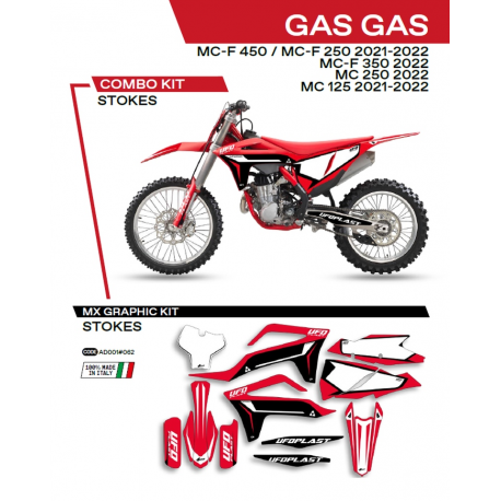 UFO 2022/06 KOMPLET NAKLEJEK (OKLEIN) GAS GAS MC 125 '21-'22 STOKES KOLOR CZERWONY