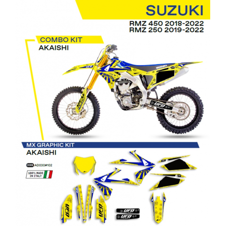 UFO 2022/06 KOMPLET NAKLEJEK (OKLEIN) SUZUKI RMZ 250 '19-'22 AKAISHI KOLOR ŻÓŁTY