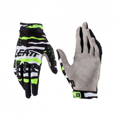 LEATT (NOWOŚĆ 2023) RĘKAWICE MOTO 2.5 X-FLOW GLOVE TIGER KOLOR CZARNY/BIAŁY/ZIELONY FLUO ROZMIAR S