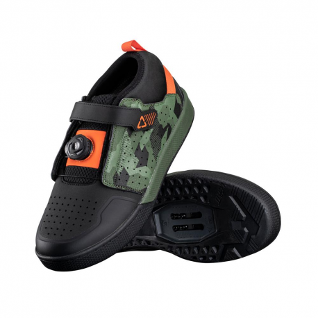 LEATT (NEW 2023) BUTY ROWEROWE 4.0 CLIP PRO SHOE CAMO KOLOR CZARNY/ZIELONY/POMARAŃCZOWY ROZMIAR 44 / 28 cm