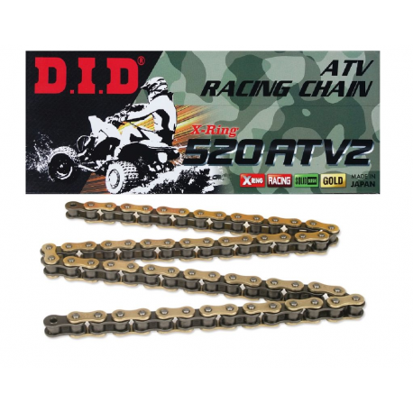 DID 520 ATV2 G&B-102 ŁAŃCUCH ZŁOTY (102-OGNIW) X-RING (OTWARTY + ZAPINKA) - ZASTĘPUJE 520ATV