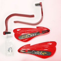 ACCEL OSŁONY RĄK (HANDBARY) Z MOCOWANIEM ALUMINIOWYM ATV (22+28MM) (ALU-CZERWONY, PLASTIK-CZERWONY)