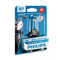 PHILIPS ŻARÓWKA MOTOCYKLOWA H7 12V 55W PX26D WHITE VISION ULTRA MOTO (EFEKT INTENSYWNEJ BIELI - ODPORNA NA WIBRACJE - HOMOLOGACJ