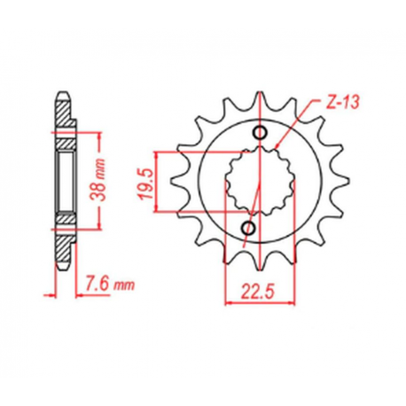 MTX PARTS 2023/03 ZĘBATKA PRZEDNIA 2116 14 SUZUKI LTR 450 '06-'12, LTZ 400 '03-'13, RMX 450 '10-'13 (JTF1401.14) (ŁAŃC. 520)