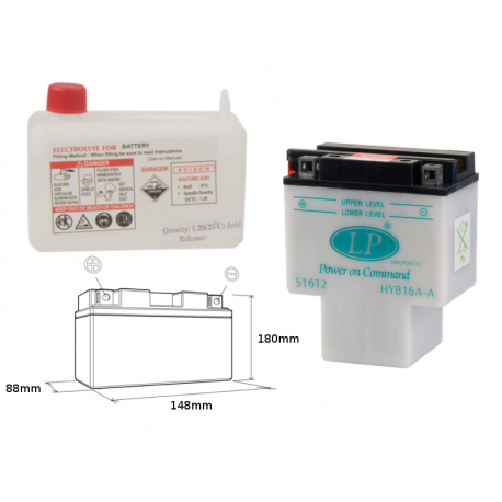 LANDPORT AKUMULATOR HYB16A-A 12V 16AH 151X91X182 OBSŁUGOWY - ELEKTROLIT OSOBNO (2) UE2019/1148