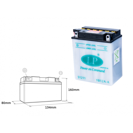 LANDPORT AKUMULATOR YB12A-A 12V 12AH 135X81X161 (GB12AA) OBSŁUGOWY - BEZ ELEKTROLITU (5)