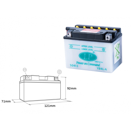 LANDPORT AKUMULATOR YB4L-A 12V 4Ah 120x70x92 OBSŁUGOWY - ELEKTROLIT OSOBNO (8) UE2019/1148
