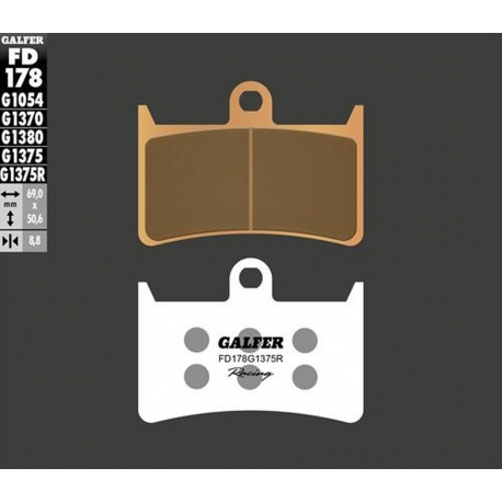 GALFER KLOCKI HAMULCOWE KH252 / KH380 SPIEK METALICZNY (ZŁOTE) SPORT RACING (PRZÓD)