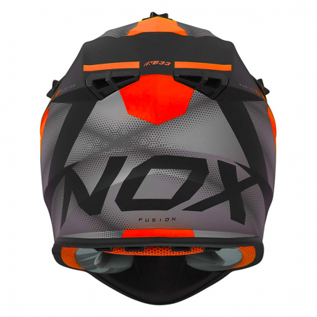 NOX KASK CROSS / OFFROAD N633 FUSION KOLOR CZARNY MAT/POMARAŃCZOWY ROZMIAR XL (ZAPIĘCIE MIKROMETRYCZNE)