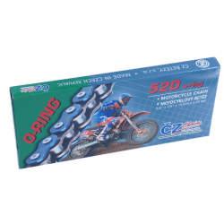 ČZ, řetěz 520 RDO (104 článků) o-ring do 450 ccm (33,8 KN) (s čistícími otvory) + spojka
