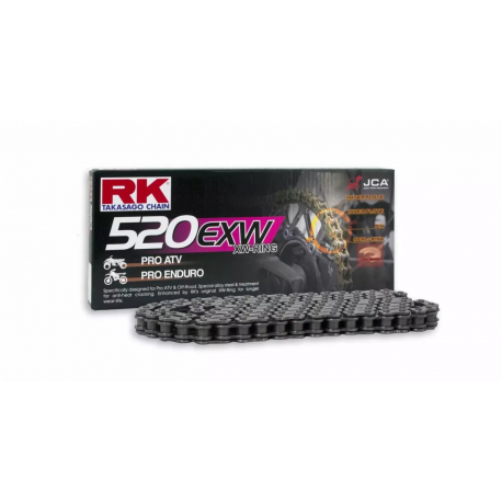 RK ŁAŃCUCH NAPĘDOWY 520EXW-128 (XW-RING) ZAKUWKA (CLF) W ZESTAWIE KOLOR STANDARD (POJEMNOŚĆ: DO 750 CCM) (34,3 KN)