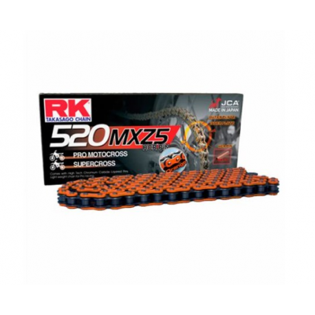 RK ŁAŃCUCH NAPĘDOWY (MOTOCROSS) 520MXZ5-120 ZAPINKA (CL) W ZESTAWIE KOLOR POMARAŃCZOWY (POJEMNOŚĆ: DO 500 CCM) (37,8 KN)