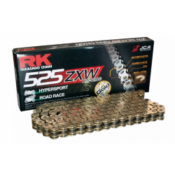 RK ŁAŃCUCH NAPĘDOWY GB525ZXW-128 (XW-RING) ZAKUWKA (CLF) W ZESTAWIE KOLOR ZŁOTY (POJEMNOŚĆ: DO 1300 CCM) (46,4 KN)