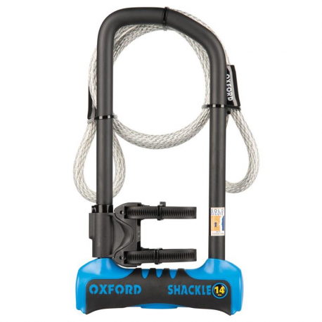 OXFORD ZABEZPIECZENIE ANTYKRADZIEŻOWE KŁÓDKA SHACKLE 14 PRO U-LOCK 320mm x 177mm KOLOR NIEBIESKI