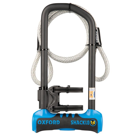 OXFORD ZABEZPIECZENIE ANTYKRADZIEŻOWE KŁÓDKA SHACKLE 14 PRO U-LOCK 320mm x 177mm KOLOR NIEBIESKI