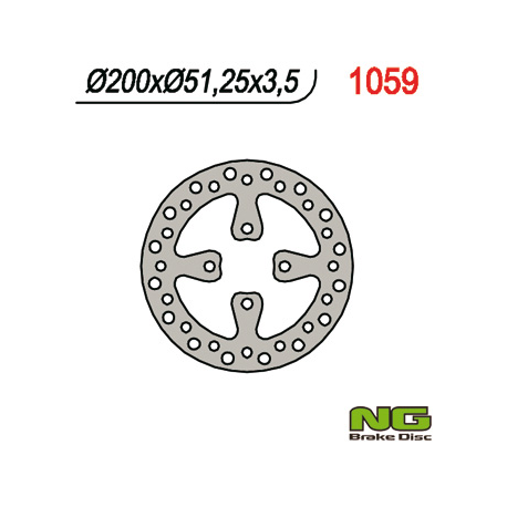 GX, zadní brzdový kotouč, Yamaha YFZ 450 '06-'19, RAPTOR YFM 700 '06-'14 (200X51X3,5) (4X10,5mm)
