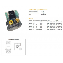DZE, startovací relé, Yamaha WR 250R '08-'20 XTZ 660 TENERE '11-'15 FJR 1300 '08-'24 (12V/150A)