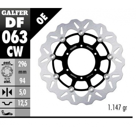 GALFER TARCZA HAMULCOWA PRZÓD HONDA CBR 600F4 i SPORT '01-'10 CB 900 HORNET '01- VTX 1800C '01- (WAVE FLOATING) (296X94X5MM)