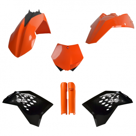 POLISPORT KOMPLET PLASTIKÓW (FULL KIT) KTM SX/SX-F/XC-F '07-'10 W ZESTAWIE TABLICA PRZEDNIA (8664400001) I OSŁONY AMORTYZATORÓW