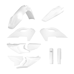 POLISPORT KOMPLET PLASTIKÓW (FULL KIT) HUSQVARNA TE/FE TPI '24-'25 W ZESTAWIE OSŁONY AMORTYZATORÓW KOLOR BIAŁY OEM