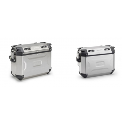 KAPPA 2025/05 KUFRY BOCZNE 37L PRAWY I 48L LEWY MONOKEY CAM SIDE KVG48A KVG37A K'VOYAGER ALUMINIOWE KOLOR SREBRNY