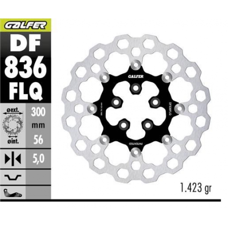 GALFER TARCZA HAMULCOWA TYŁ HARLEY-DAVIDSON (300X56X5) PŁYWAJĄCA (QUBIQ)