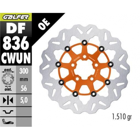 GALFER TARCZA HAMULCOWA TYŁ HARLEY-DAVIDSON (300X56X5) PŁYWAJĄCA KOLOR POMARAŃCZOWY