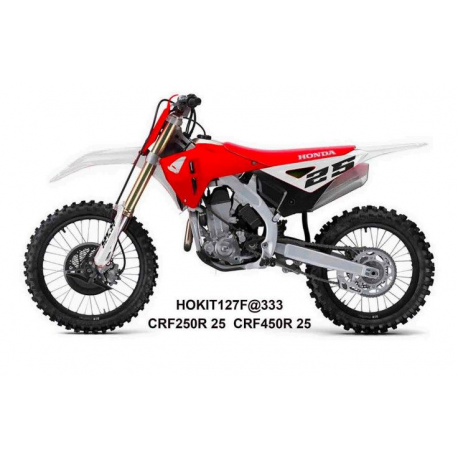UFO 2025/04 KOMPLET PLASTIKÓW (FULL KIT) Z OSŁONAMI TELESKOPÓW (AMORTYZATORÓW) HONDA CRF 250 R / 450 R '25-, KOLOR BIAŁY / CZERW