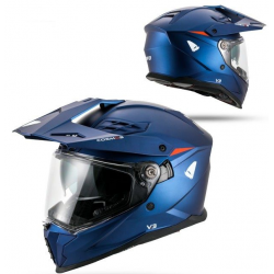 UFO 2026/01 KASK COSMOS OFFROAD / DUAL / TOURER / CROSSOVER Z SZYBĄ, DASZKIEM I BLENDĄ PRZECIWSŁONECZNĄ KOLOR NIEBIESKI/CZERWONY
