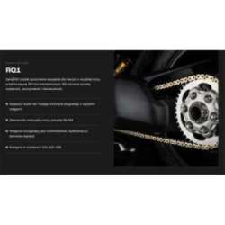 TSUBAKI ŁAŃCUCH NAPĘDOWY 520 RQ1 114 PROFESSIONAL ROAD X-RING CHAIN KOLOR ZŁOTO CZARNY G&B (114 OGNIW, OTWARTY ZAKUWKA W ZESTAWI