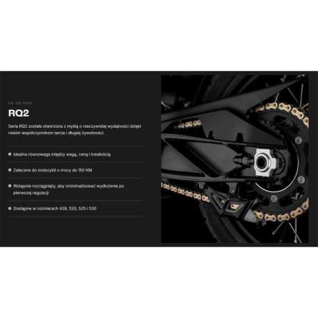 TSUBAKI ŁAŃCUCH NAPĘDOWY 525 RQ2 120 PROFESSIONAL ROAD X-RING CHAIN KOLOR ZŁOTO CZARNY G&B (120 OGNIW, OTWARTY ZAKUWKA W ZESTAWI