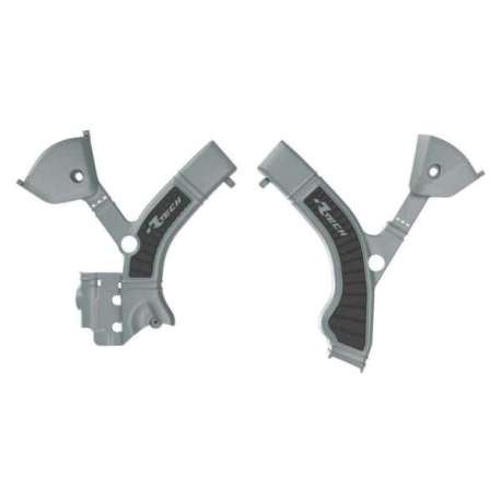 RACETECH (RTECH) 2025/12 OSŁONY RAMY (KOMPLET) BI-MATERIAL SUPER GRIP TRIUMPH TF 250 X / 450 RC '24-'26 KOLOR SZARY / CZARNY