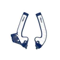 RACETECH (RTECH) 2025/12 OSŁONY RAMY (KOMPLET) BI-MATERIAL SUPER GRIP HUSQVARNA TC 85 '18-'24 KOLOR NIEBIESKI / BIAŁY