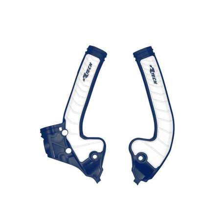 RACETECH (RTECH) 2025/12 OSŁONY RAMY (KOMPLET) BI-MATERIAL SUPER GRIP HUSQVARNA TC 85 '18-'24 KOLOR NIEBIESKI / BIAŁY
