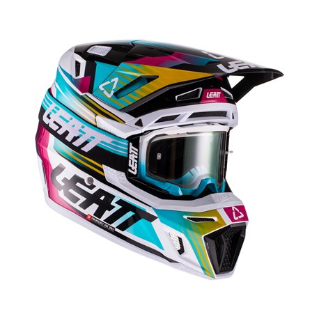 Leatt, přilba MX, model 8.5 V22 (+ brýle Velocity 5.5 ZDARMA) Helmet Kit Aqua, barva tyrkysová/černá/růžová, velikost M 57