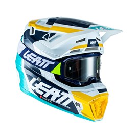 Leatt, přilba MX, model 7.5 V22 (+ brýle Velocity 4.5 ZDARMA) Helmet Kit Aqua, barva granátová/žlutá/bílá, velikost L 59-6