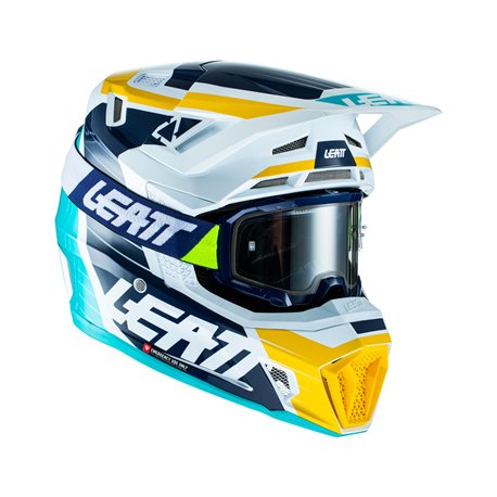 Leatt, přilba MX, model 7.5 V22 (+ brýle Velocity 4.5 ZDARMA) Helmet Kit Aqua, barva granátová/žlutá/bílá, velikost XL 61-