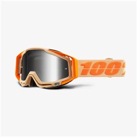 100%, MX brýle Racecraft SAHARA, barva bežová/oranžová, stříbrné zrcadlové sklo