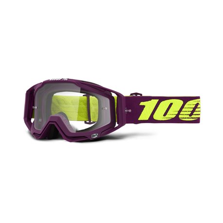 100%, MX brýle Racecraft Clepto, fialová barva, čiré sklo