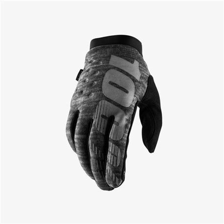 100%, rukavice cross/enduro Brisker Softshell, barva šedá/černá, velikost M