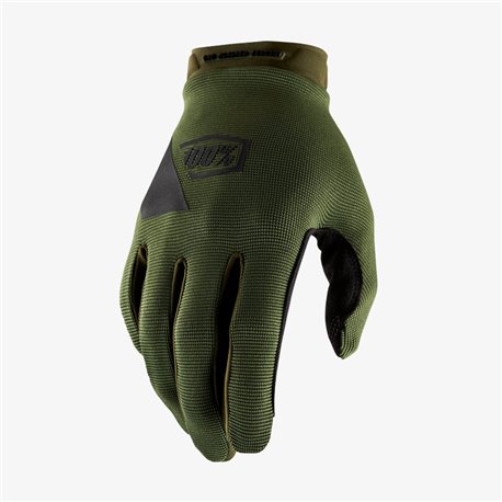 100%, rukavice cross/enduro Ridecamp Fatigue, barva zelená (military), velikost S