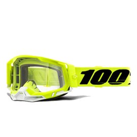100%, brýle Racecraft 2 GOGGLE FLUO YELLOW - čiré sklo