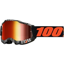 100%, MX brýle Accuri 2 Geospace - barva černá/bílá/oranžová, červené zrcadlové sklo