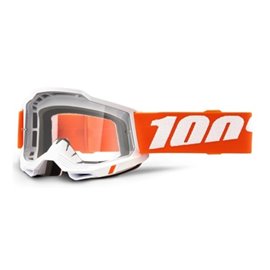 100%, MX brýle Accuri 2 Goggle SEVASTOPOL - čiré sklo, barva bílá/oranžová 