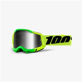 100%, MX brýle Accuri 2 Goggle TRAVIS - stříbrné zrcadlové sklo, barva zelená fluo/černá 