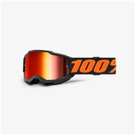 100%, MX brýle Accuri 2 YOUTH Goggle CHICAGO - červené zrcadlové sklo, barva černá/oranžová