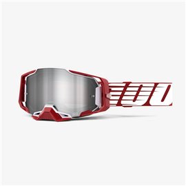 100%, MX brýle Armega Oversized Deep Red - barva červená/bílá/šedá, stříbrné zrcadlové sklo