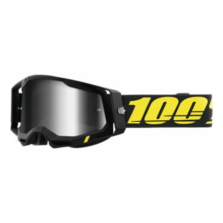 100%, MX brýle Racecraft 2 Goggle ARBIS - stříbrné zrcadlové sklo, barva černá/žlutá 